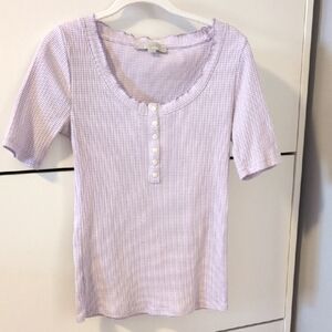 LOFT Purple Henley Top Medium